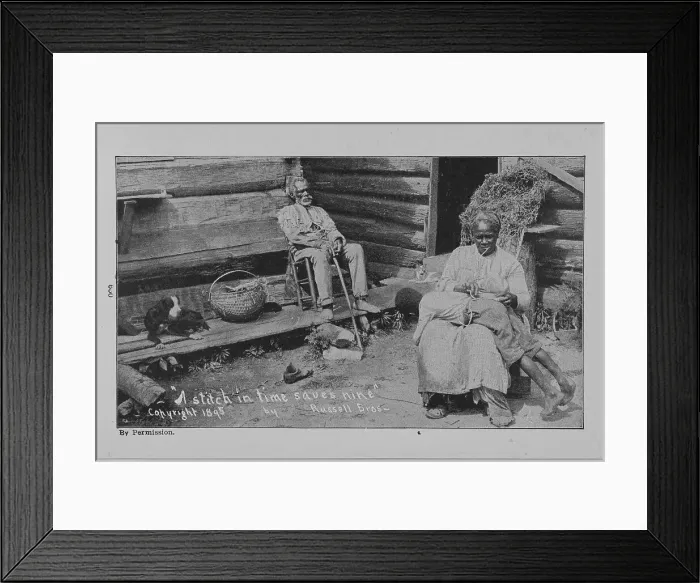 Framed Print : A stitch in time saves nine, 1902. Creator: Unknown Framed Print : A stitch in time saves nine, 1902. Creator: Unknown