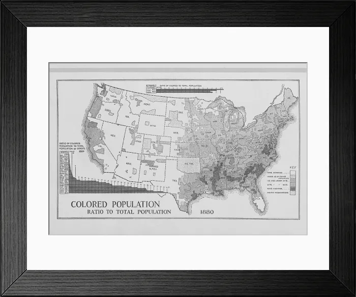 Framed Print : Colored population ratio to total population 1880, 1897. Creator: Unknown Framed Print : Colored population ratio to total population 1880, 1897. Creator: Unknown