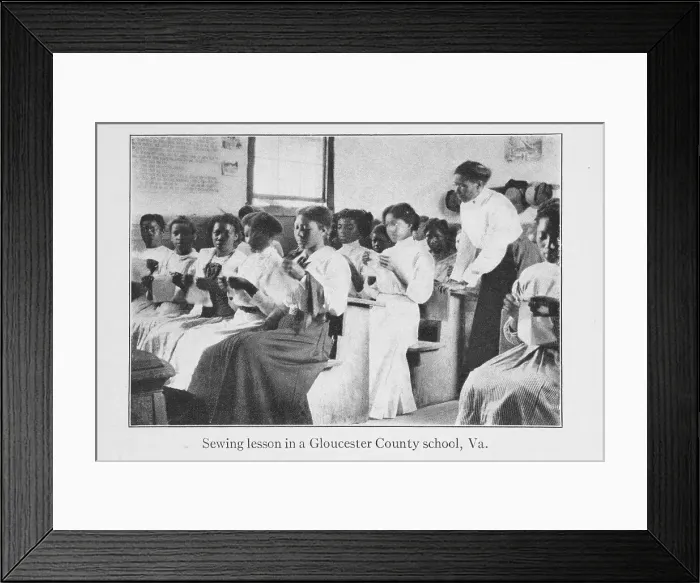 Framed Print : Sewing lesson in a Gloucester County school, Va. 1915. Creator: Unknown Framed Print : Sewing lesson in a Gloucester County school, Va. 1915. Creator: Unknown