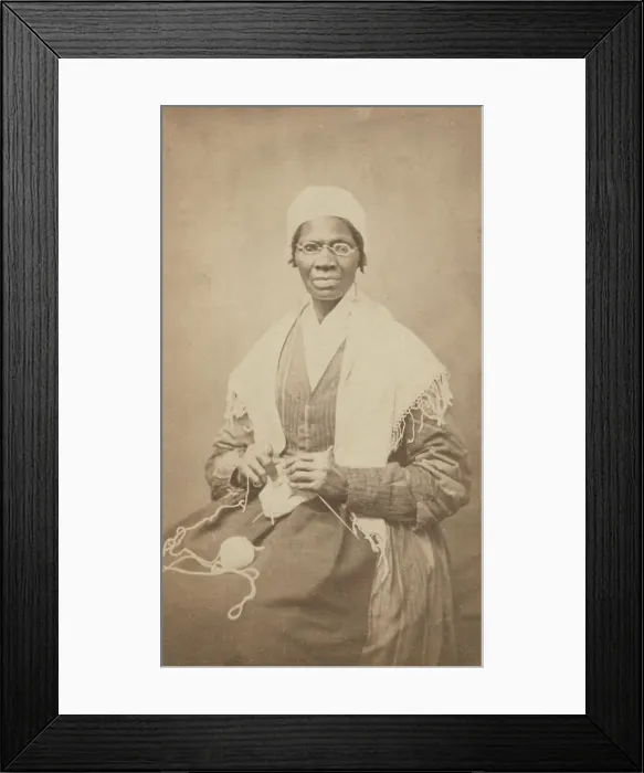Framed Print : Portrait of abolitionist Sojourner Truth, sitting with yarn and knitting needles, 1864. Creator: JH Preiter Framed Print : Portrait of abolitionist Sojourner Truth, sitting with yarn and knitting needles, 1864. Creator: JH Preiter