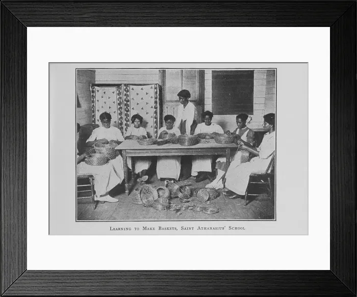 Framed Print : Learning to make baskets; Saint Athanasius School; [Brunswick, Georgia], (1923?). Creator: Unknown
