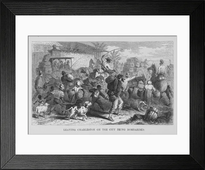 Framed Print : Leaving Charleston on the city being bombarded, 1866. Creator: Unknown Framed Print : Leaving Charleston on the city being bombarded, 1866. Creator: Unknown