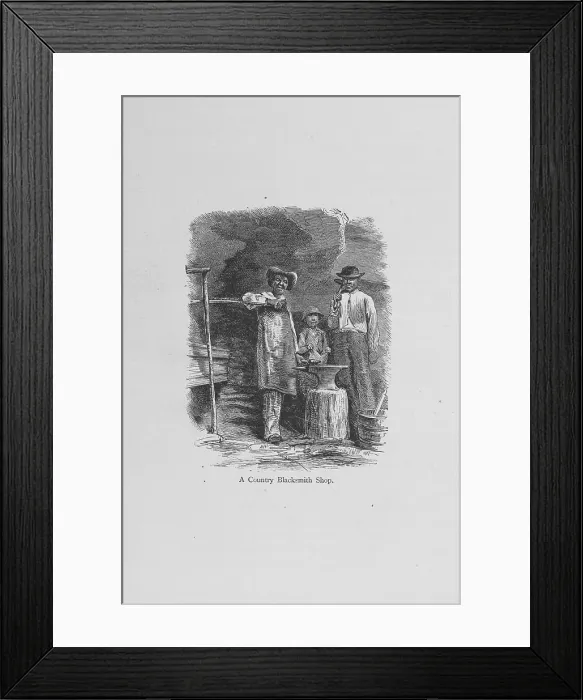 Framed Print : A country Blacksmith shop, 1874. Creator: Unknown Framed Print : A country Blacksmith shop, 1874. Creator: Unknown