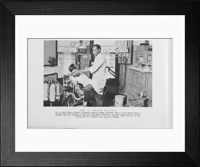 Framed Print : Dr. C. Jesse Davis, graduate of Meharry Medical College, Nashville, Tenn. in his dental... 1925. Creator: Unknown Framed Print : Dr. C. Jesse Davis, graduate of Meharry Medical College, Nashville, Tenn. in his dental... 1925. Creator: Unknown