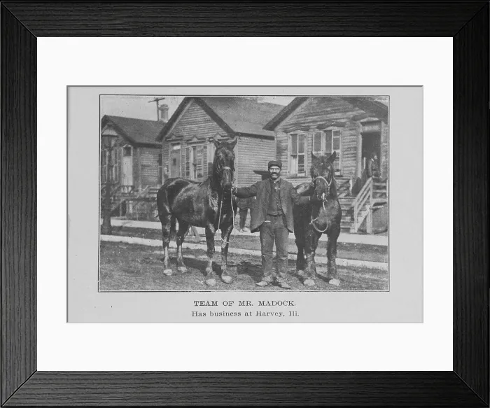 Framed Print : Team of Mr. Madock; Has business at Harvey, Ill. 1907. Creator: Unknown Framed Print : Team of Mr. Madock; Has business at Harvey, Ill. 1907. Creator: Unknown