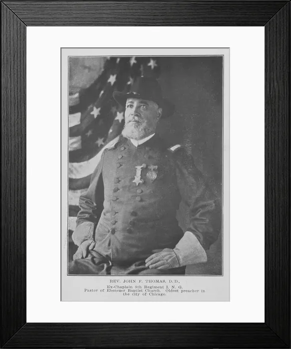 Framed Print : Rev. John F. Thomas, D.D.; Ex-Chaplain 8th Regiment I. N. G.; Pastor of Ebenezer Baptist... 1907. Creator: Unknown Framed Print : Rev. John F. Thomas, D.D.; Ex-Chaplain 8th Regiment I. N. G.; Pastor of Ebenezer Baptist... 1907. Creator: Unknown