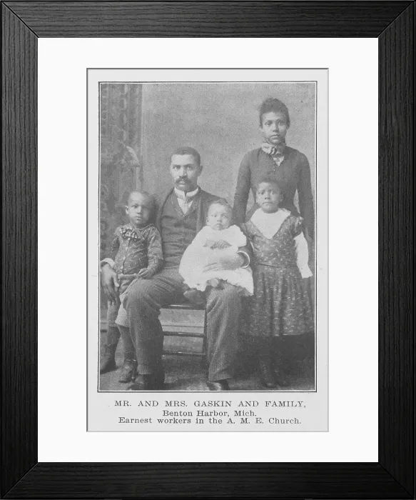 Framed Print : Mr. And Mrs. Gaskin and family; Benton Harbor, Mich.; Earnest workers in the A. M. E. Church, 1907. Creator: Unknown Framed Print : Mr. And Mrs. Gaskin and family; Benton Harbor, Mich.; Earnest workers in the A. M. E. Church, 1907. Creator: Unknown