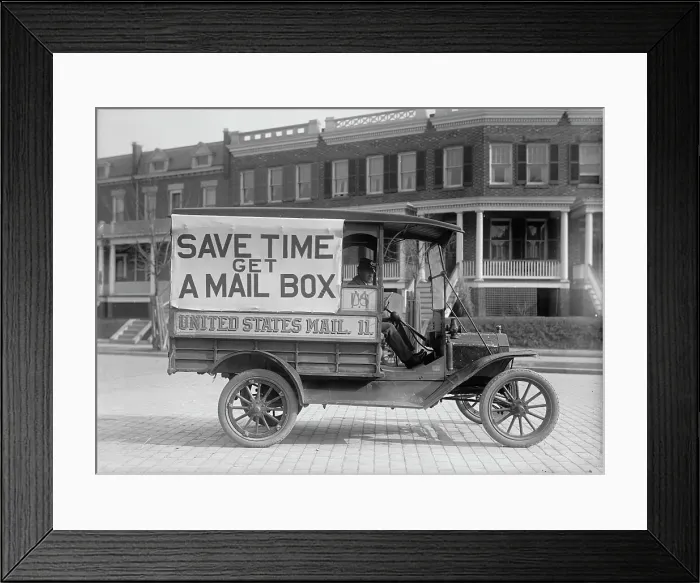 Framed Print : Post Office Department Mail Wagons, 1916. Creator: Harris & Ewing. Post Office Department Mail Wagons, 1916. Creator: Harris & Ewing Framed Print : Post Office Department Mail Wagons, 1916. Creator: Harris & Ewing. Post Office Department Mail Wagons, 1916. Creator: Harris & Ewing