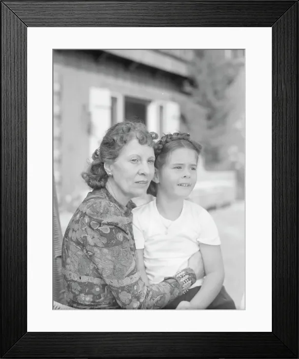 Framed Print : Churchill, Mrs. with child Orrin, seated outdoors, not before 1932 Mar. Creator: Arnold Genthe Framed Print : Churchill, Mrs. with child Orrin, seated outdoors, not before 1932 Mar. Creator: Arnold Genthe