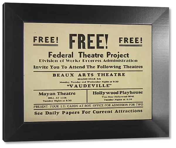Theatre poster, Los Angeles, Los Angeles, [193-]. Creator: Unknown