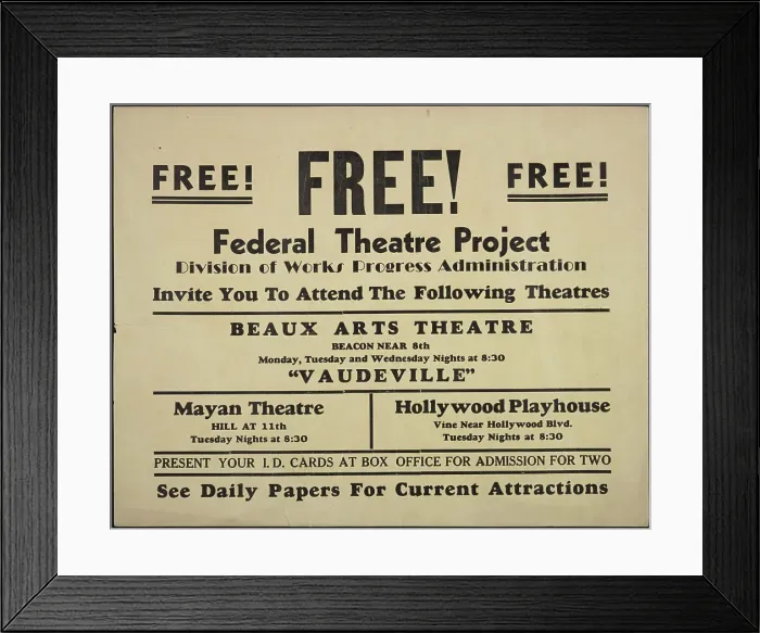 Framed Print : Theatre poster, Los Angeles, Los Angeles, [193-]. Creator: Unknown