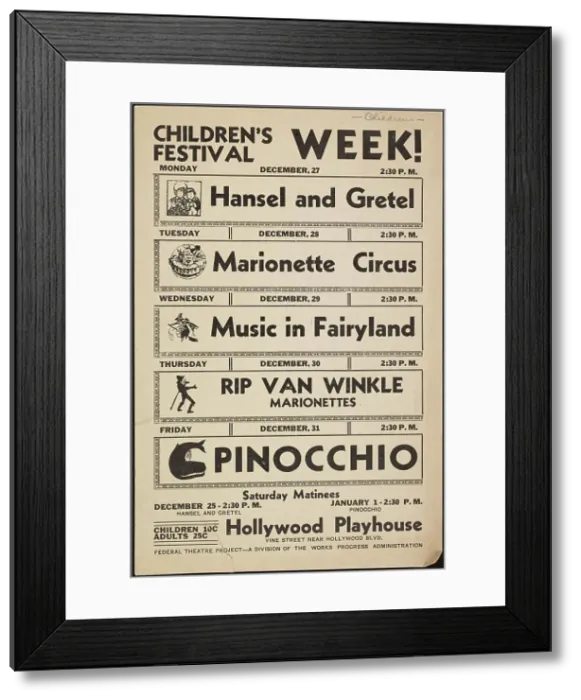 Framed Print : Children's Festival Week, Los Angeles, CA, 1937. Creator: Unknown Framed Print : Children's Festival Week, Los Angeles, CA, 1937. Creator: Unknown