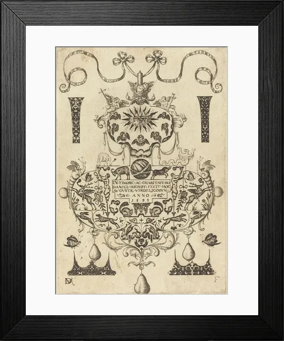 Framed Print : Title Page: Large Pendant, 1593. Creator: Daniel Mignot Framed Print : Title Page: Large Pendant, 1593. Creator: Daniel Mignot