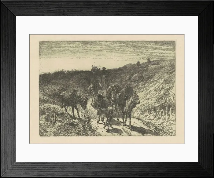 Framed Print : The Burrow Train, New Mexico, 1880. Creator: Peter Moran Framed Print : The Burrow Train, New Mexico, 1880. Creator: Peter Moran