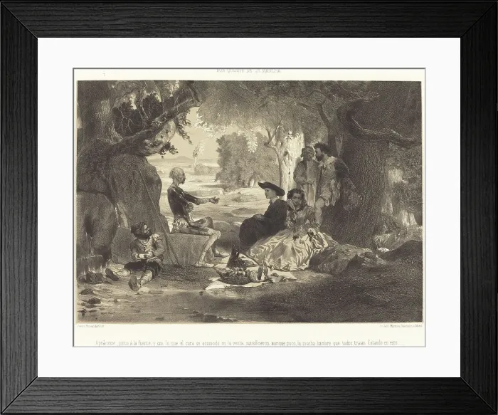 Framed Print : Apeáronse junto á la fuente, c. 1855. Creator: Célestin Nanteuil Framed Print : Apeáronse junto á la fuente, c. 1855. Creator: Célestin Nanteuil
