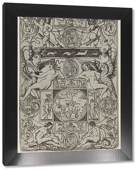 Ornament Panel with Orpheus and the Judgment of Paris, c. 1507. Creator: Nicoletto da Modena