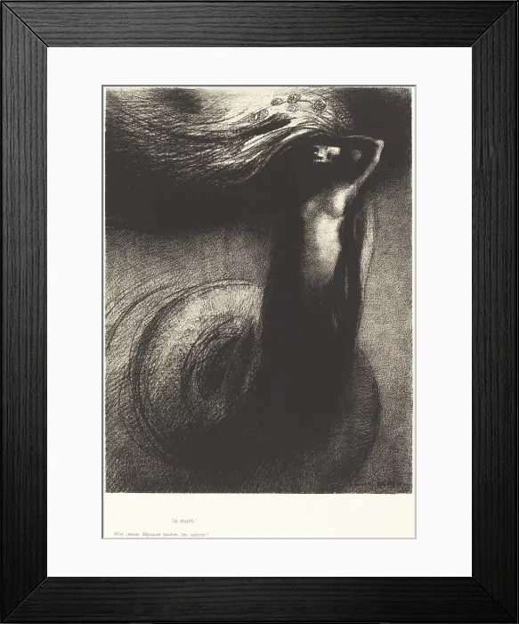 Framed Print : La Mort: Mon ironie depasse toutes les autres! (Death: My iron surpasses all others!), 1889. Creator: Odilon Redon Framed Print : La Mort: Mon ironie depasse toutes les autres! (Death: My iron surpasses all others!), 1889. Creator: Odilon Redon