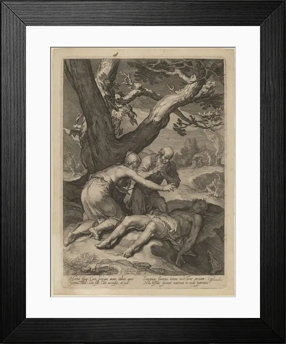Framed Print : Adam and Eve Lamenting over the Corpse of Abel, 1604. Creator: Jan Saenredam Framed Print : Adam and Eve Lamenting over the Corpse of Abel, 1604. Creator: Jan Saenredam