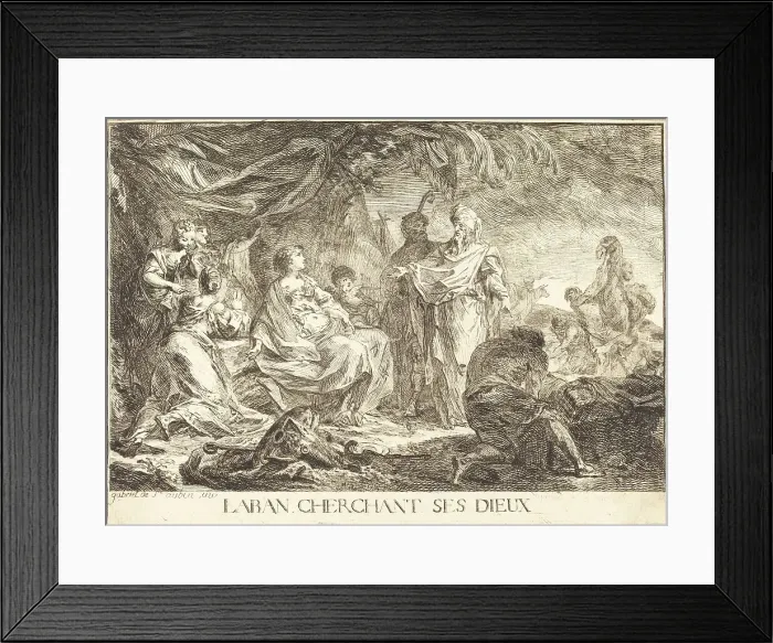 Framed Print : Laban cherchant ses dieux, 1753. Creator: Gabriel de Saint-Aubin Framed Print : Laban cherchant ses dieux, 1753. Creator: Gabriel de Saint-Aubin