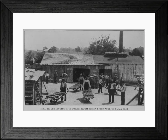 Framed Print : Mill house, engine and boiler room, Emma Brick Works, Emma, N. C. 1902. Creator: Unknown Framed Print : Mill house, engine and boiler room, Emma Brick Works, Emma, N. C. 1902. Creator: Unknown