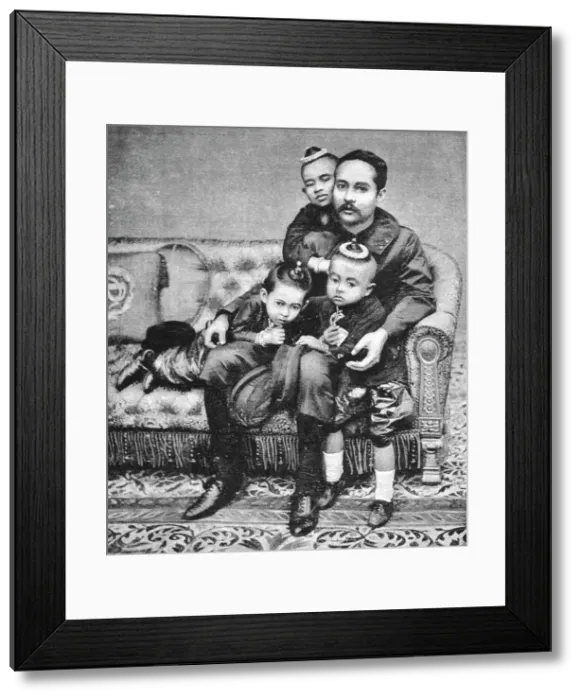 Framed Print : The Royal Family of Siam, Siam and the Siamese; The King of Siam and his Children, 1891. Creator: Unknown Framed Print : The Royal Family of Siam, Siam and the Siamese; The King of Siam and his Children, 1891. Creator: Unknown