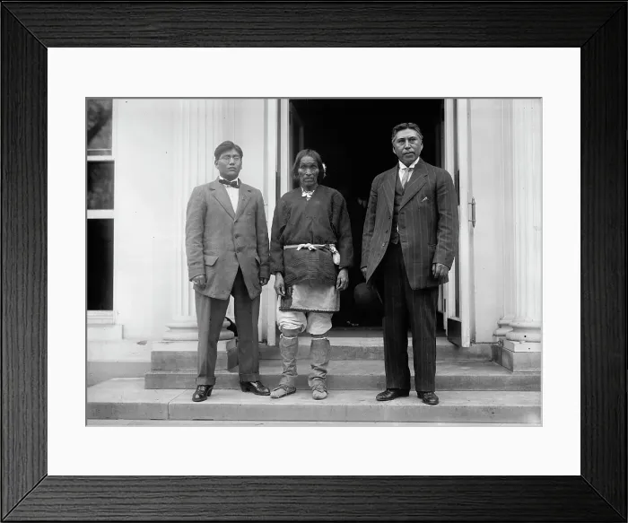 Framed Print : American Indians - Chief Yukeoma [centre], 1911. Creator: Harris & Ewing. American Indians - Chief Yukeoma [centre], 1911. Creator: Harris & Ewing