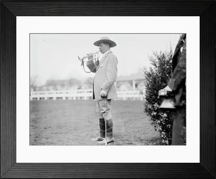 Framed Print : Horse Shows - Starter with Bugle, Unidentified, 1911. Creator: Harris & Ewing. Horse Shows - Starter with Bugle, Unidentified, 1911. Creator: Harris & Ewing Framed Print : Horse Shows - Starter with Bugle, Unidentified, 1911. Creator: Harris & Ewing. Horse Shows - Starter with Bugle, Unidentified, 1911. Creator: Harris & Ewing
