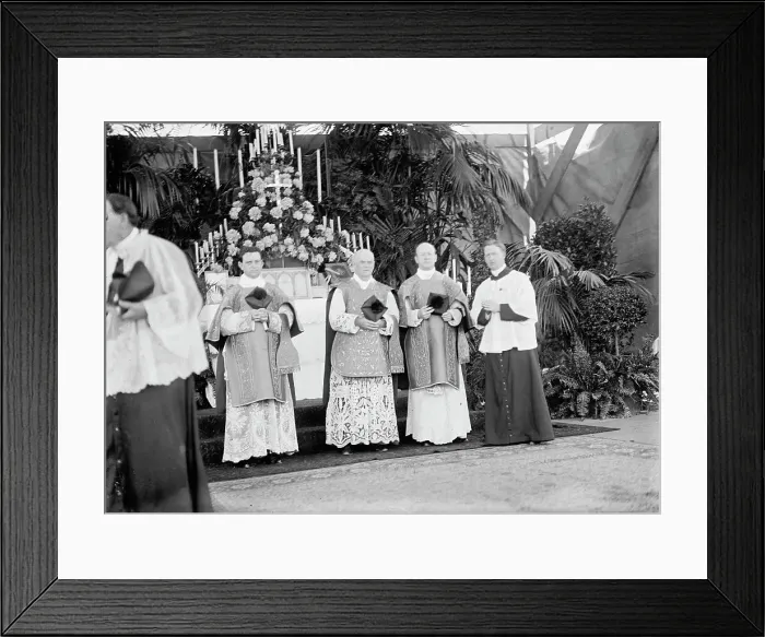 Framed Print : Military Field Mass By Holy Name Soc. of Roman Catholic Church - officiating Priests... 1910. Creator: Harris & Ewing. Military Field Mass By Holy Name Soc. of Roman Catholic Church - officiating Priests... 1910. Creator: Harris & Ewing Framed Print : Military Field Mass By Holy Name Soc. of Roman Catholic Church - officiating Priests... 1910. Creator: Harris & Ewing. Military Field Mass By Holy Name Soc. of Roman Catholic Church - officiating Priests... 1910. Creator: Harris & Ewing