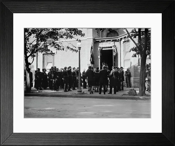 Framed Print : Schley, Winfield Scott, Rear Admiral, U.S.N. Funeral, St. John's Church - Pallbearers, 1911. Creator: Harris & Ewing. Schley, Winfield Scott, Rear Admiral, U.S.N. Funeral, St. John's Church - Pallbearers, 1911. Creator: Harris & Ewing Framed Print : Schley, Winfield Scott, Rear Admiral, U.S.N. Funeral, St. John's Church - Pallbearers, 1911. Creator: Harris & Ewing. Schley, Winfield Scott, Rear Admiral, U.S.N. Funeral, St. John's Church - Pallbearers, 1911. Creator: Harris & Ewing