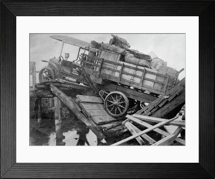 Framed Print : China - Bridge Broken Under American Truck, 1913. Creator: Harris & Ewing. China - Bridge Broken Under American Truck, 1913. Creator: Harris & Ewing Framed Print : China - Bridge Broken Under American Truck, 1913. Creator: Harris & Ewing. China - Bridge Broken Under American Truck, 1913. Creator: Harris & Ewing