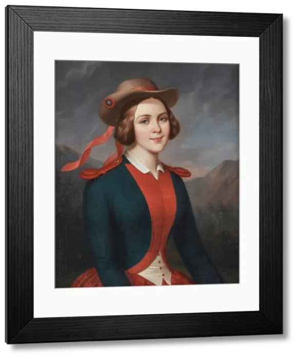 Framed Print : Portrait of the Soprano Jenny Lind (1820-1887) as Marie in the opera La fille du... after 1844. Creator: Poyet, Léonard (1789-1873). Portrait of the Soprano Jenny Lind (1820-1887) as Marie in the opera La fille du... after 1844 Framed Print : Portrait of the Soprano Jenny Lind (1820-1887) as Marie in the opera La fille du... after 1844. Creator: Poyet, Léonard (1789-1873). Portrait of the Soprano Jenny Lind (1820-1887) as Marie in the opera La fille du... after 1844
