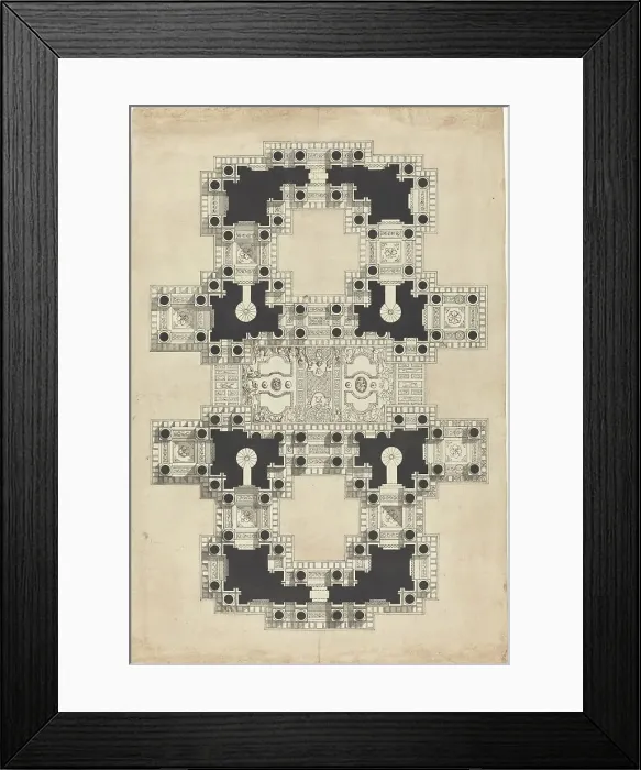 Framed Print : Plan for a Decorated Ceiling, c. 1750. Creator: Pierre Varin