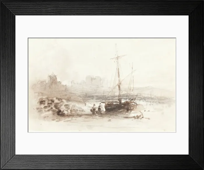 Framed Print : Sailboat on a Beach, first half 19th century. Creator: John Varley I Framed Print : Sailboat on a Beach, first half 19th century. Creator: John Varley I