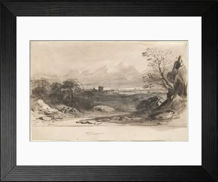 Framed Print : Landscape with Ruins. Creator: John Varley I Framed Print : Landscape with Ruins. Creator: John Varley I