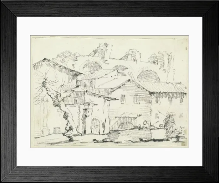 Framed Print : Houses on the North Side of the Forum with the Basilica of Maxentius Beyond, 1746 / 1749. Creator: Joseph-Marie Vien the Elder Framed Print : Houses on the North Side of the Forum with the Basilica of Maxentius Beyond, 1746 / 1749. Creator: Joseph-Marie Vien the Elder