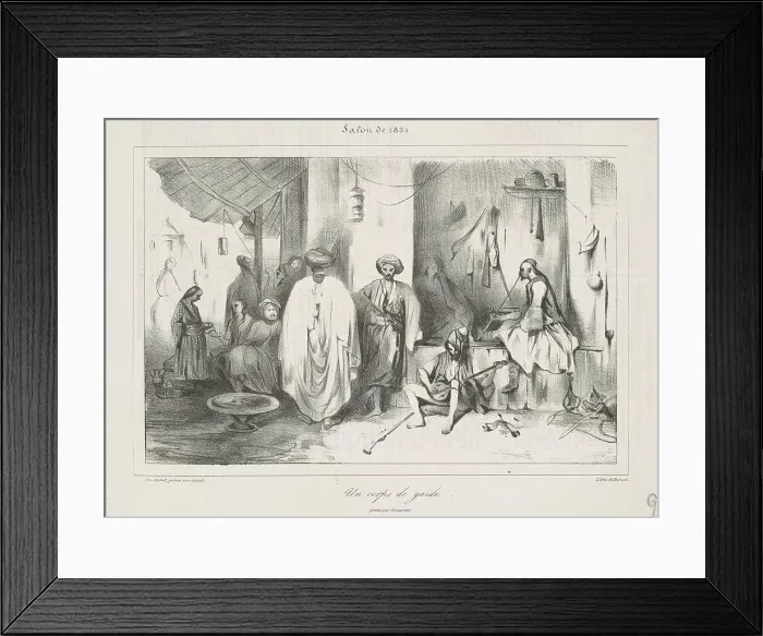Framed Print : Un corps de garde peint par Decamps, 19th century. Creator: Honore Daumier Framed Print : Un corps de garde peint par Decamps, 19th century. Creator: Honore Daumier