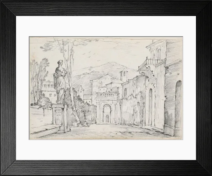 Framed Print : A Roman Street with Monte Cavo in the Distance, 1744 / 1750. Creator: Joseph-Marie Vien the Elder Framed Print : A Roman Street with Monte Cavo in the Distance, 1744 / 1750. Creator: Joseph-Marie Vien the Elder