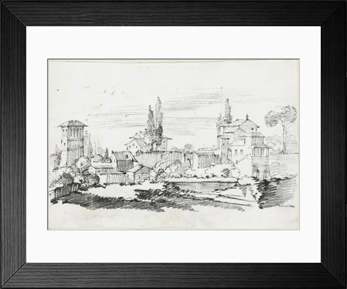 Framed Print : Houses in Italy, 1744 / 1750. Creator: Joseph-Marie Vien the Elder Framed Print : Houses in Italy, 1744 / 1750. Creator: Joseph-Marie Vien the Elder