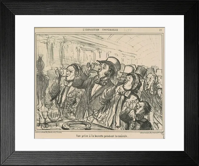 Framed Print : Vue prise a la buvette pendant la canicule, 19th century. Creator: Honore Daumier Framed Print : Vue prise a la buvette pendant la canicule, 19th century. Creator: Honore Daumier
