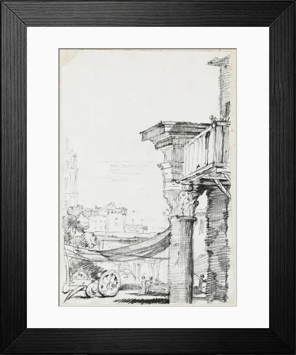 Framed Print : A Balcony in the Roman Forum, 1744 / 1750. Creator: Joseph-Marie Vien the Elder