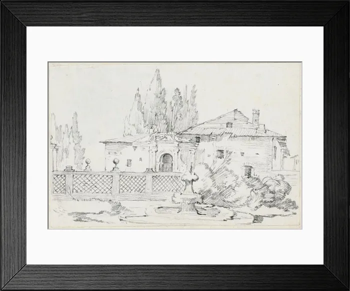 Framed Print : House and Trees across a Garden Wall, 1744 / 1750. Creator: Joseph-Marie Vien the Elder Framed Print : House and Trees across a Garden Wall, 1744 / 1750. Creator: Joseph-Marie Vien the Elder