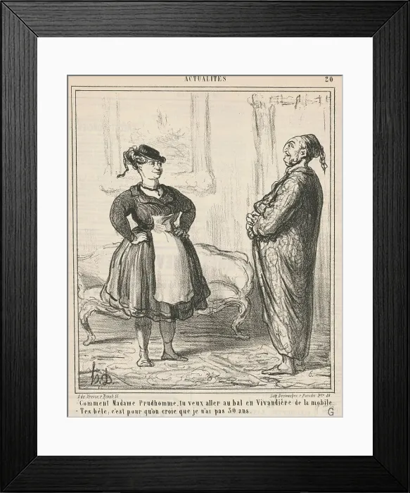 Framed Print : Comment Madame Prudhomme... En vivandière... 19th century. Creator: Honore Daumier Framed Print : Comment Madame Prudhomme... En vivandière... 19th century. Creator: Honore Daumier