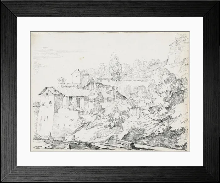 Framed Print : Italian Buildings on a Hillside, 1744 / 1750. Creator: Joseph-Marie Vien the Elder Framed Print : Italian Buildings on a Hillside, 1744 / 1750. Creator: Joseph-Marie Vien the Elder