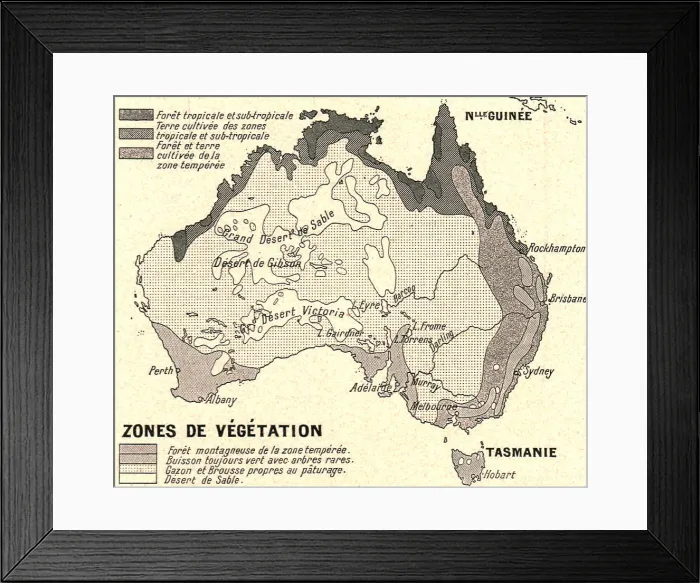 Framed Print : Australie Zones de Vegetation; Les Terres Du Pacifique, 1914. Creator: Unknown Framed Print : Australie Zones de Vegetation; Les Terres Du Pacifique, 1914. Creator: Unknown