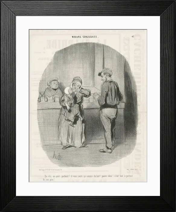 Framed Print : En v'là un petit pochard!, 19th century. Creator: Honore Daumier Framed Print : En v'là un petit pochard!, 19th century. Creator: Honore Daumier