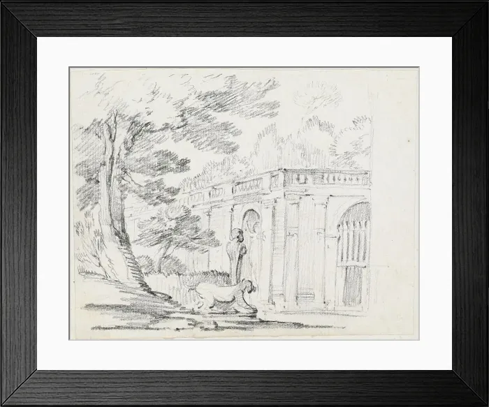 Framed Print : Loggia and Statuary in an Italian Garden, 1744 / 1750. Creator: Joseph-Marie Vien the Elder