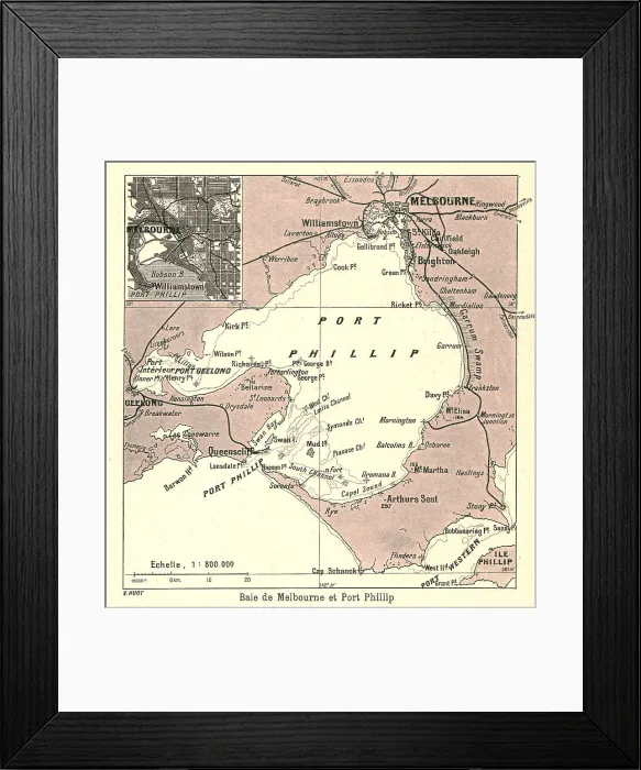 Framed Print : Baie de Melbourne et Port Phillip; Les Terres Du Pacifique, 1914. Creator: Unknown Framed Print : Baie de Melbourne et Port Phillip; Les Terres Du Pacifique, 1914. Creator: Unknown