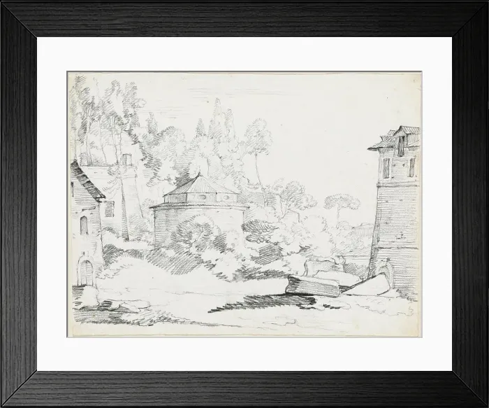 Framed Print : Landscape with the Church of San Teodoro, 1744 / 1750. Creator: Joseph-Marie Vien the Elder Framed Print : Landscape with the Church of San Teodoro, 1744 / 1750. Creator: Joseph-Marie Vien the Elder