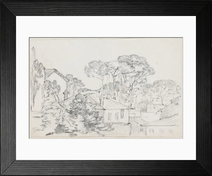 Framed Print : Rooftops and Umbrella Pines, 1744 / 1750. Creator: Joseph-Marie Vien the Elder Framed Print : Rooftops and Umbrella Pines, 1744 / 1750. Creator: Joseph-Marie Vien the Elder