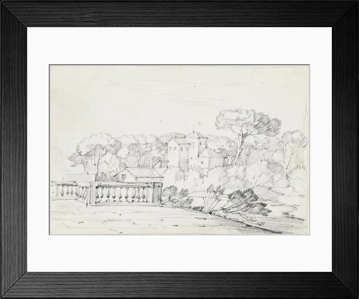 Framed Print : Terrace by a River with a Villa and Trees Beyond, 1744 / 1750. Creator: Joseph-Marie Vien the Elder Framed Print : Terrace by a River with a Villa and Trees Beyond, 1744 / 1750. Creator: Joseph-Marie Vien the Elder